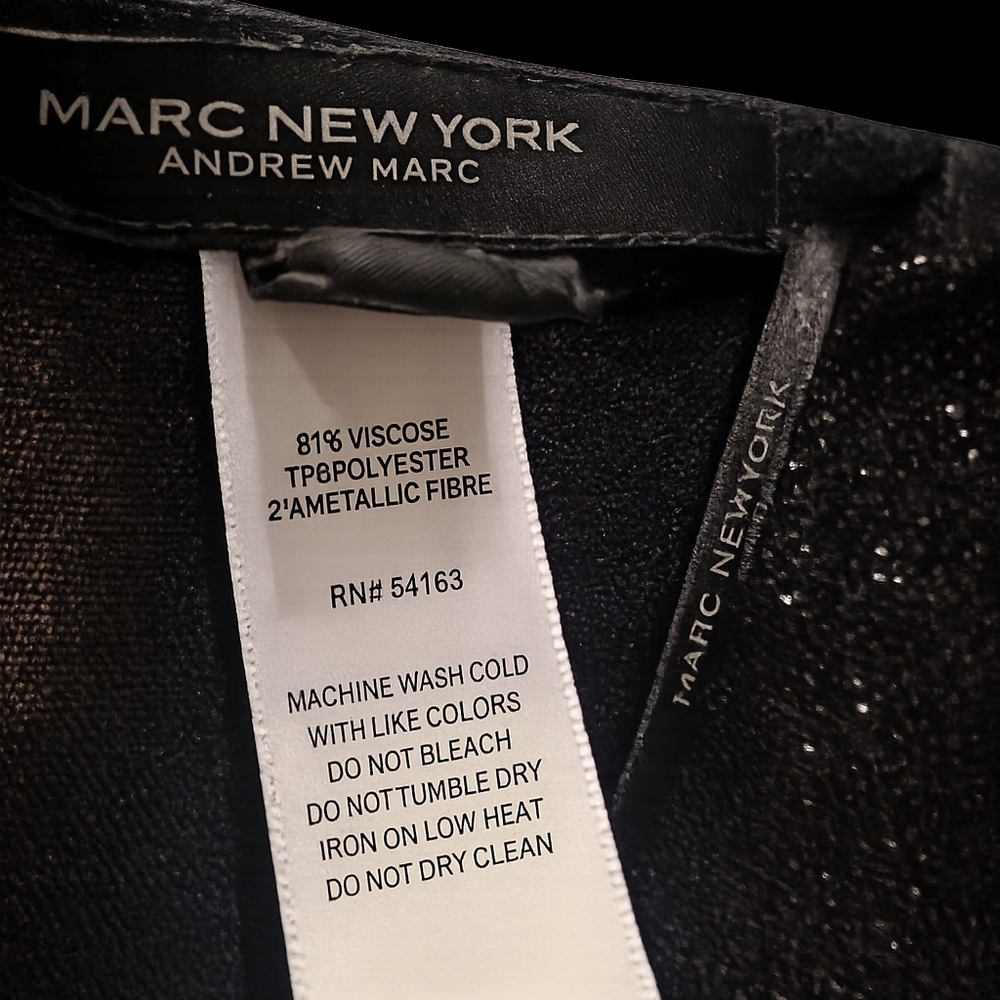 Marc New York Andrew Marc Black Metallic Kimono Cardigan Ruana One Size Shimmer - Picture 5 of 5
